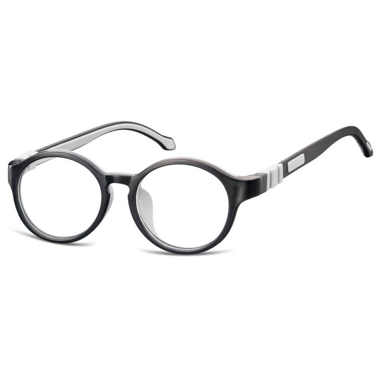 Elastyczne dziecięce oprawki okularowe zerówki okrągłe + gumka Sunoptic K8C czarne