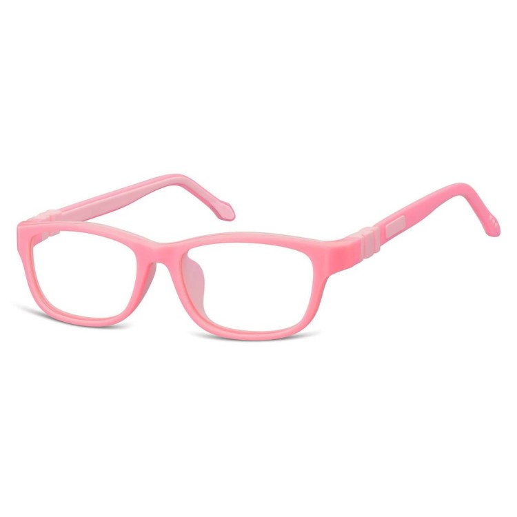 Elastyczne dziecięce oprawki okularowe zerówki prostokątne + gumka Sunoptic K6B różowe