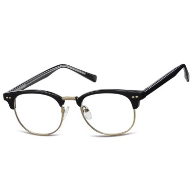Okulary zerówki owalne oprawki korekcyjne 879 czarny/złoty