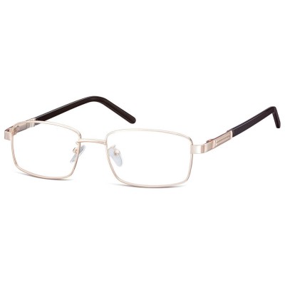 Męskie oprawki korekcyjne zerówki okulary prostokątne metalowe 659D Złote