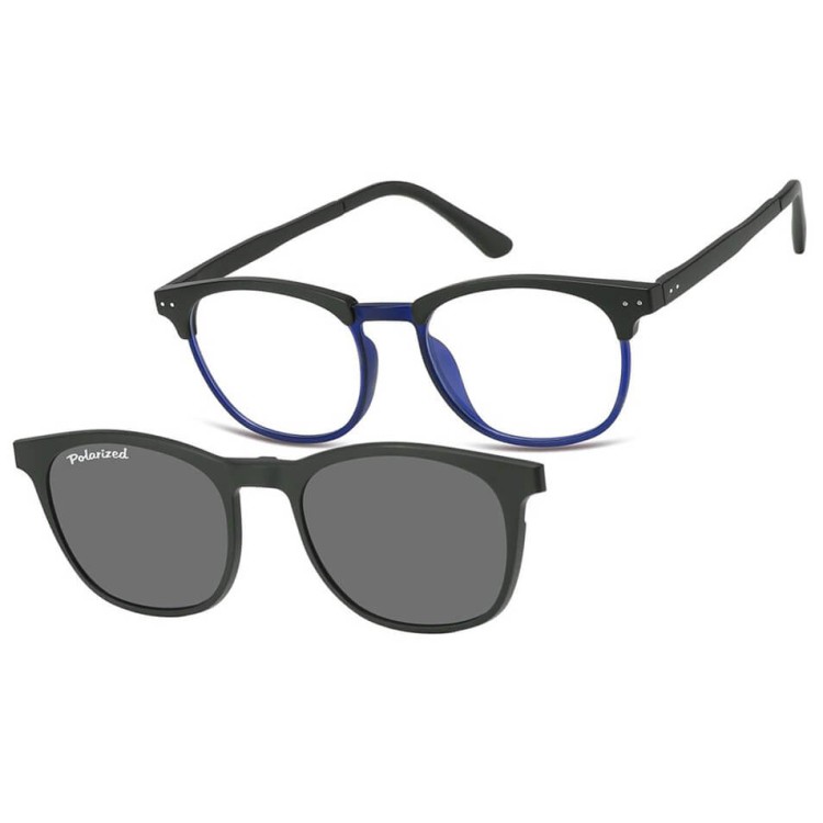 Okulary pod korekcję z polaryzacyjną nakładką przeciwsłoneczną na magnes CLIP-M-TRC297A-1 czarny/granat