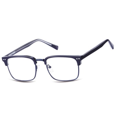 Okulary półramkowe zerówki prostokątne oprawki korekcyjne 878C granatowy