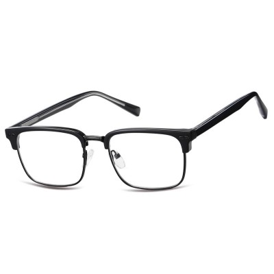 Okulary półramkowe zerówki prostokątne oprawki korekcyjne 878D czarny