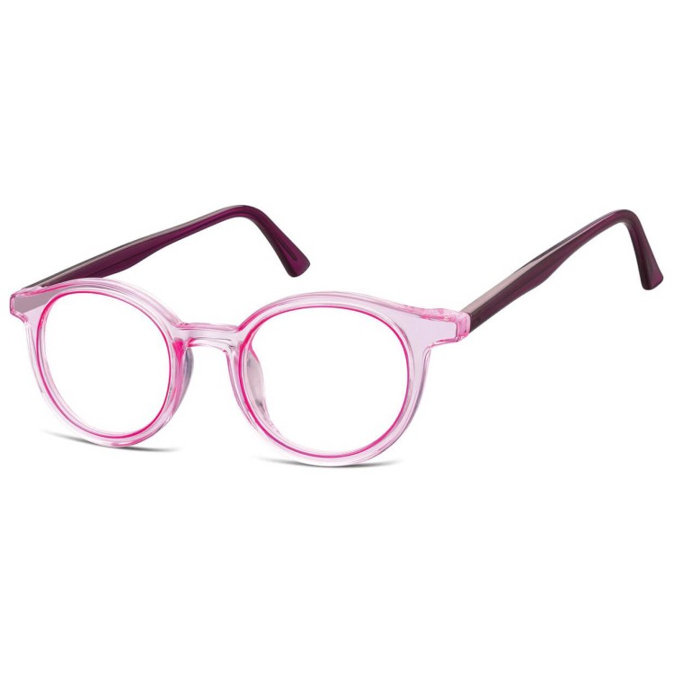Okrągłe oprawki korekcyjne okulary zerówki TR-97E różowy transparentny  