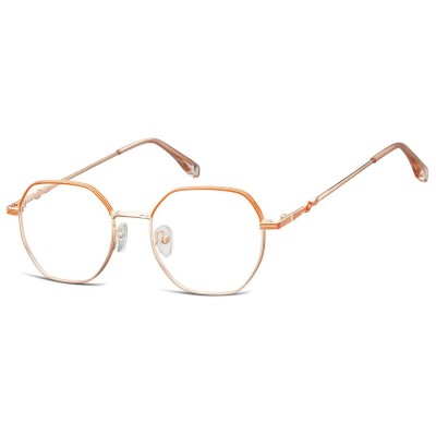Damskie Oprawki korekcyjne sześciokątne okulary zerówki 905E złoty/pomarańczowy
