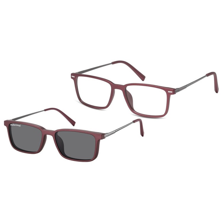 Okulary pod korekcję medium z polaryzacyjną nakładką przeciwsłoneczną CLIP-M-TRC298C-1 bordowy