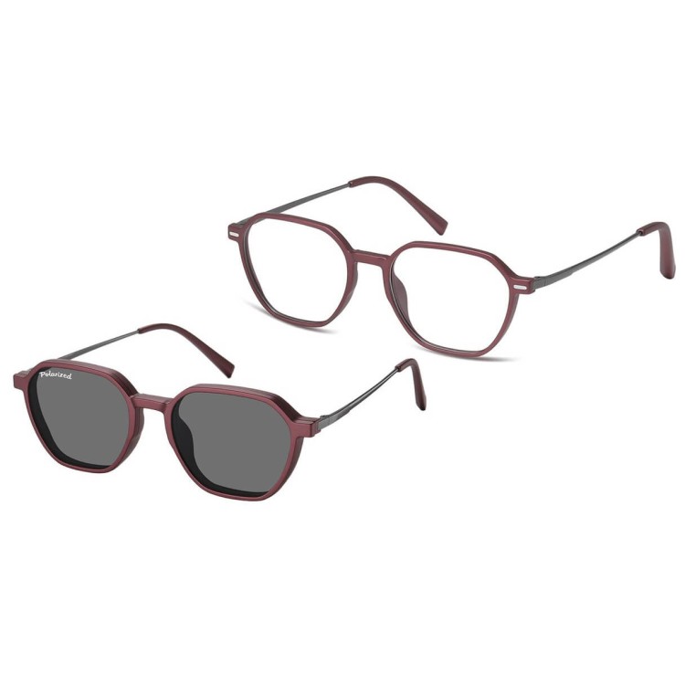 Okulary pod korekcję z polaryzacyjną nakładką przeciwsłoneczną CLIP-M-TRC300C-1 bordowy