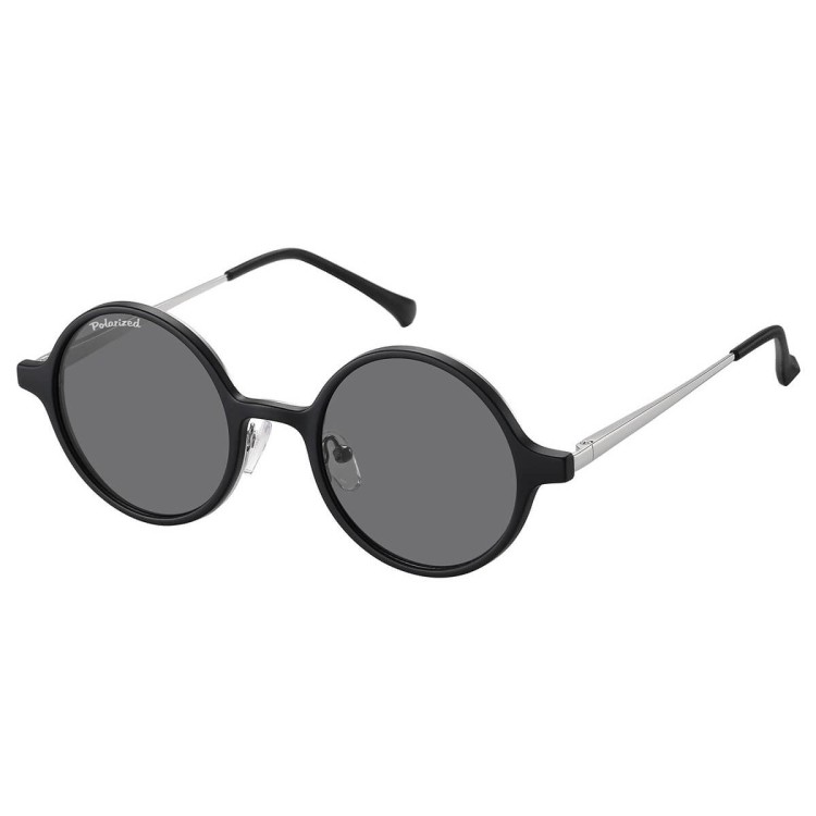 Okrągłe okulary pod korekcję z polaryzacyjną nakładką przeciwsłoneczną CLIP-MC100A-1 srebrne