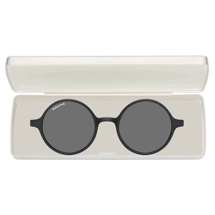 Okrągłe okulary pod korekcję z polaryzacyjną nakładką przeciwsłoneczną CLIP-MC100A-1 srebrne