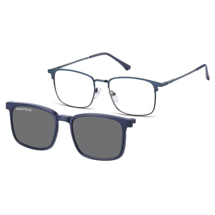 Męskie okulary pod korekcję z polaryzacyjną nakładką przeciwsłoneczną CLIP-MC97A-1 granatowe