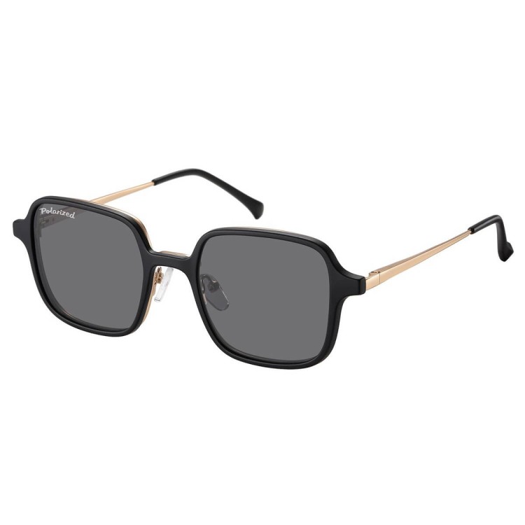 Okulary kwadratowe pod korekcję z polaryzacyjną nakładką przeciwsłoneczną CLIP-MC98-1 złote