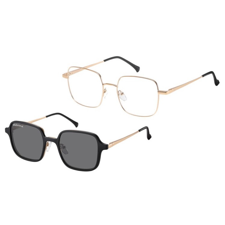 Okulary kwadratowe pod korekcję z polaryzacyjną nakładką przeciwsłoneczną CLIP-MC98-1 złote