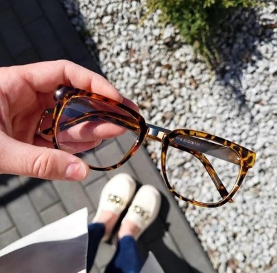 Metalowe Okulary zerówki panterka NR-181