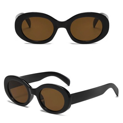Okulary przeciwsłoneczne dla dziewczynki owalne STKD-02B czarne/brązowe