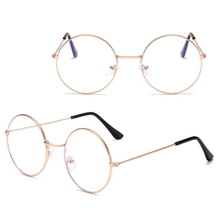Okrągłe złote okulary Lenonki z filtrem Blue Light do komputera zerówki DS-97