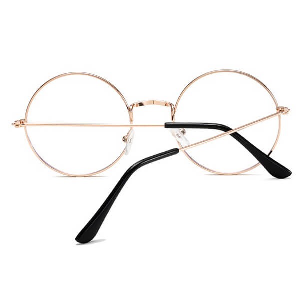 Okrągłe złote okulary Lenonki z filtrem Blue Light do komputera zerówki DS-97