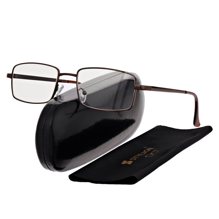 Plusy +2.50 Fotochromowe okulary do czytania z flexami ST342A brązowe