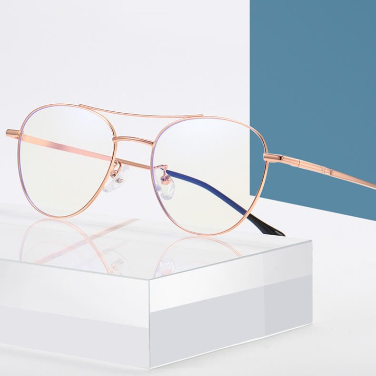 Damskie okulary pilotki zerówki do komputera Blue Light 25167 srebrne