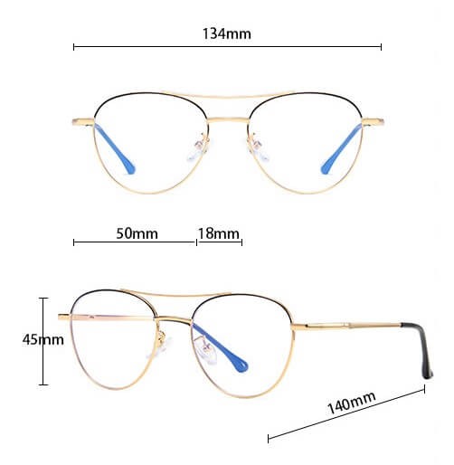 Damskie okulary pilotki zerówki do komputera Blue Light 25167 srebrne