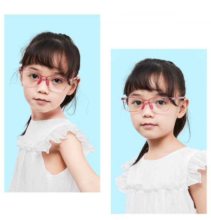 Okulary dla dzieci z uchwytami za uszy zerówki do komputera z filtrem Blue Light 25166A bezbarwny/bordo