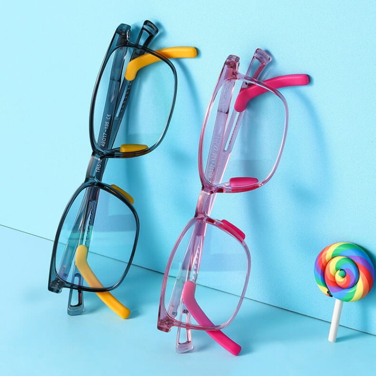 Okulary dla dzieci z uchwytami za uszy zerówki do komputera z filtrem Blue Light 25166D różowy