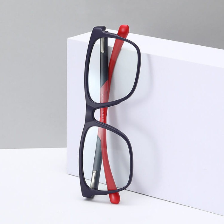 Męskie okulary zerówki z filtrem Blue Light i Antyrefleks do komputera 25170A granat/czerwony