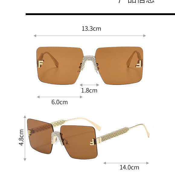 Damskie bezramkowe okulary przeciwsłoneczne z filtrem UV400 - SRP-01C zielony/złoty