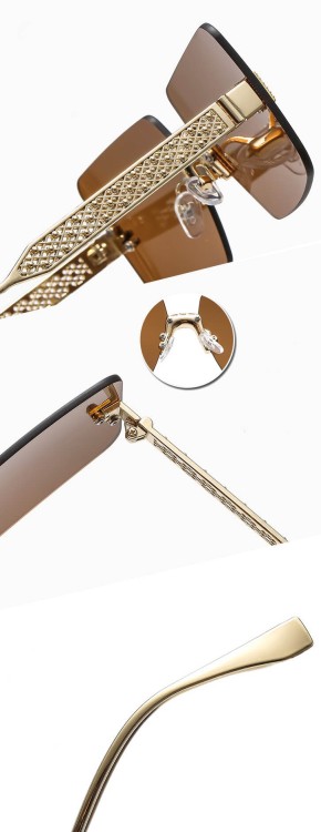 Damskie bezramkowe okulary przeciwsłoneczne z filtrem UV400 - SRP-01F róż/złoty