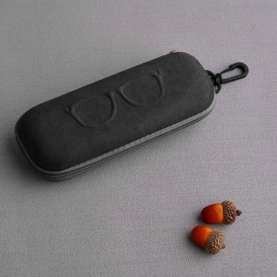 Etui na okulary na zamek ET-121 czarne zamszowe