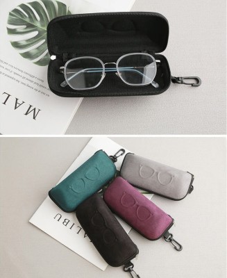 Etui na okulary na zamek ET-121A czerwone zamszowe