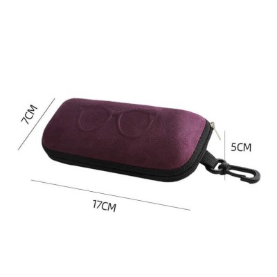 Etui na okulary na zamek ET-121A czerwone zamszowe