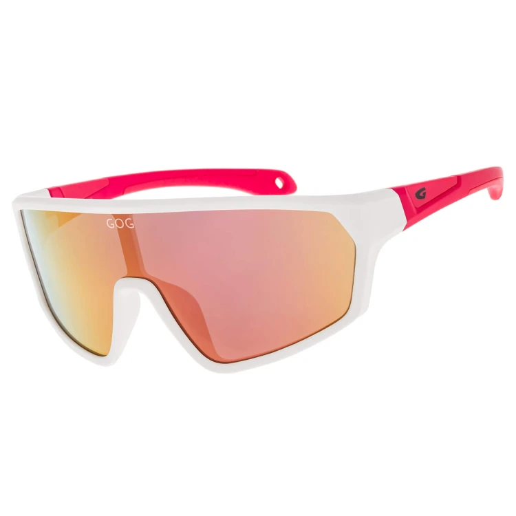 Juniorskie gumowe okulary przeciwsłoneczne sportowe GOG E995-3 biały/różowy