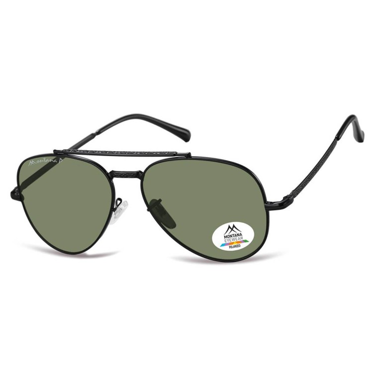 Okulary przeciwsłoneczne z polaryzacją pilotki MP185D czarny/zielony