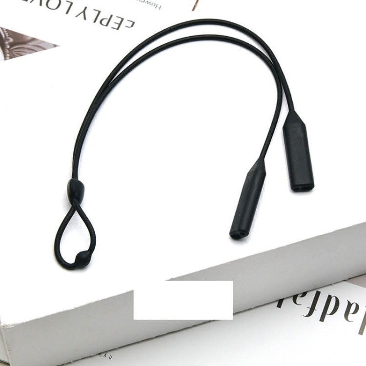 Silikonowy sznureczek  gumka do okularów z regulacją - CZARNY