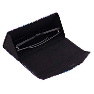 Etui na okulary składane w trójkąt wzór serduszka ET-132B jasny róż