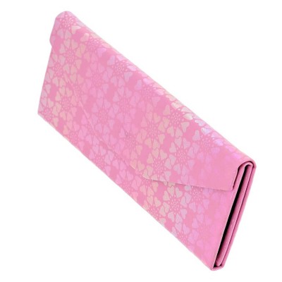 Etui na okulary składane w trójkąt wzór serduszka ET-132B jasny róż
