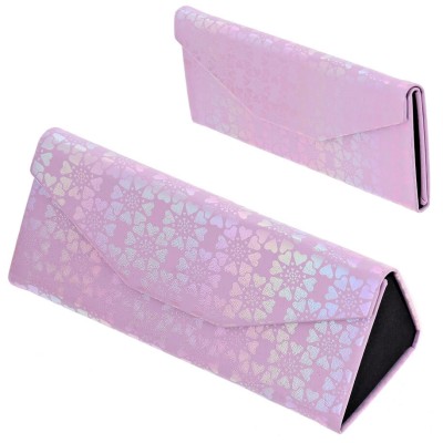 Etui na okulary składane w trójkąt wzór serduszka ET-132D fioletowe