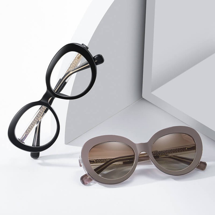 2w1 Okulary damskie do komputera + nakładka przeciwsłoneczna na magnes Clip-On 25174 czarne