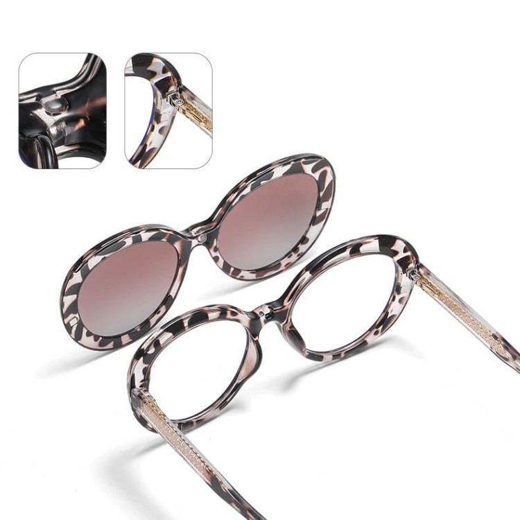 2w1 Okulary damskie do komputera + nakładka przeciwsłoneczna na magnes Clip-On 25174A beżowe