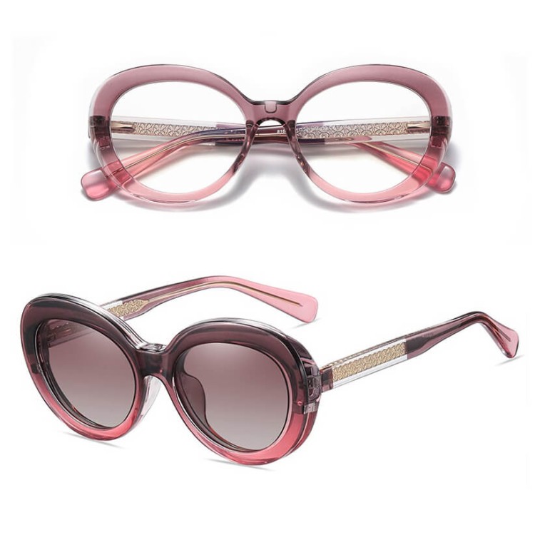 2w1 Okulary damskie do komputera + nakładka przeciwsłoneczna na magnes Clip-On 25174C fioletowe