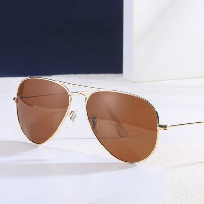 Złote okulary pilotki przeciwsłoneczne Gold/Brown STD-19A