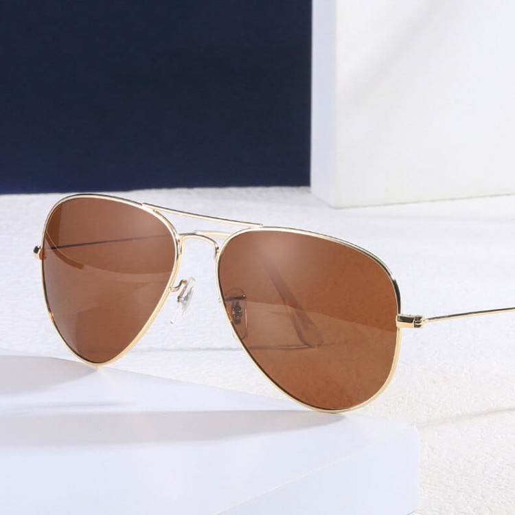 Złote okulary pilotki przeciwsłoneczne Gold/Brown STD-19A