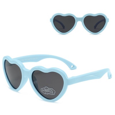 Dziecięce 2-4 lata gumowe okulary przeciwsłoneczne polaryzacyjne serce POL-JR-65A błękit
