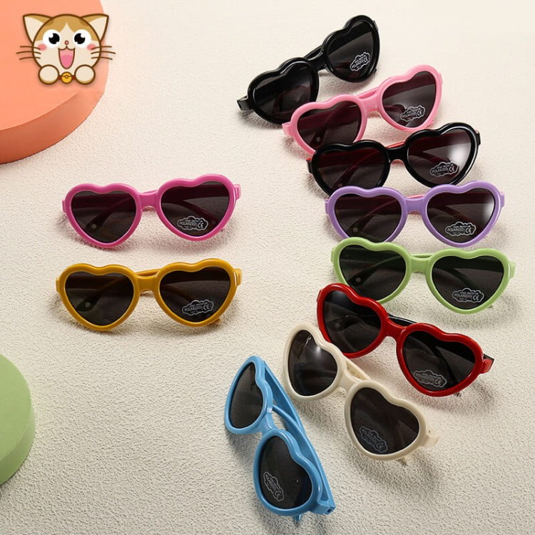 Dziecięce 2-4 lata gumowe okulary przeciwsłoneczne polaryzacyjne serce POL-JR-65C kremowe