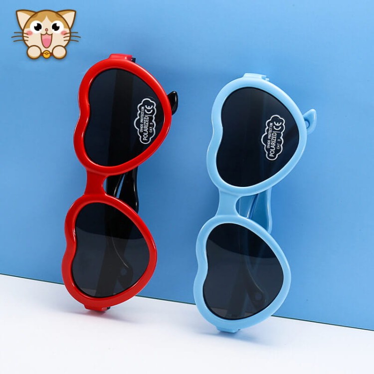 Dziecięce 2-4 lata gumowe okulary przeciwsłoneczne polaryzacyjne serce POL-JR-65C kremowe