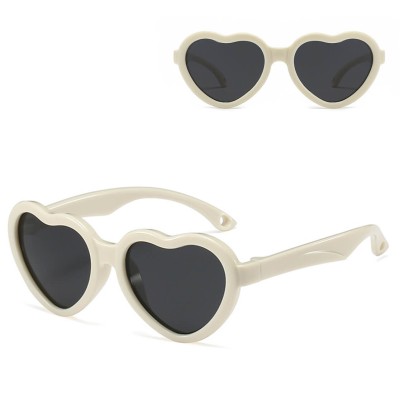 Dziecięce 2-4 lata gumowe okulary przeciwsłoneczne polaryzacyjne serce POL-JR-65C kremowe