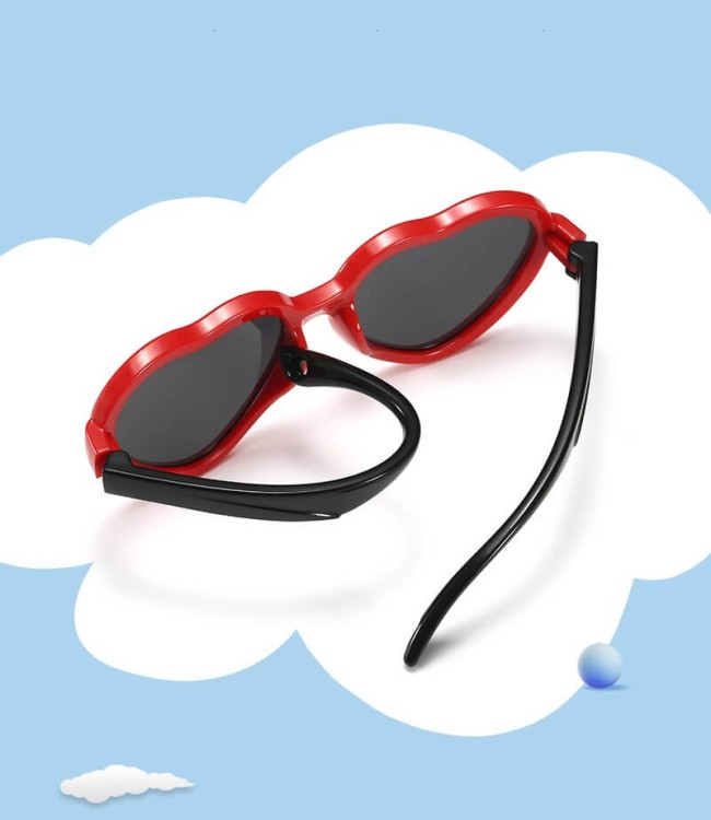 Dziecięce 2-4 lata gumowe okulary przeciwsłoneczne polaryzacyjne serce POL-JR-65D różowe