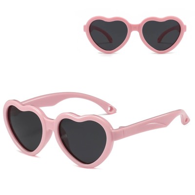 Dziecięce 2-4 lata gumowe okulary przeciwsłoneczne polaryzacyjne serce POL-JR-65D różowe