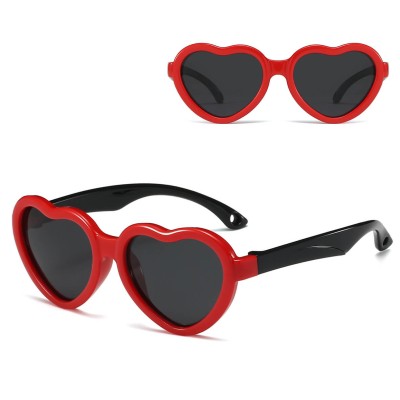 Dziecięce 2-4 lata gumowe okulary przeciwsłoneczne polaryzacyjne serce POL-JR-65E czerwony/czarny