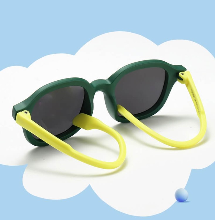 Dziecięce 4-7 lat gumowe okulary przeciwsłoneczne polaryzacyjne POL-JR-56E krem/oliwka